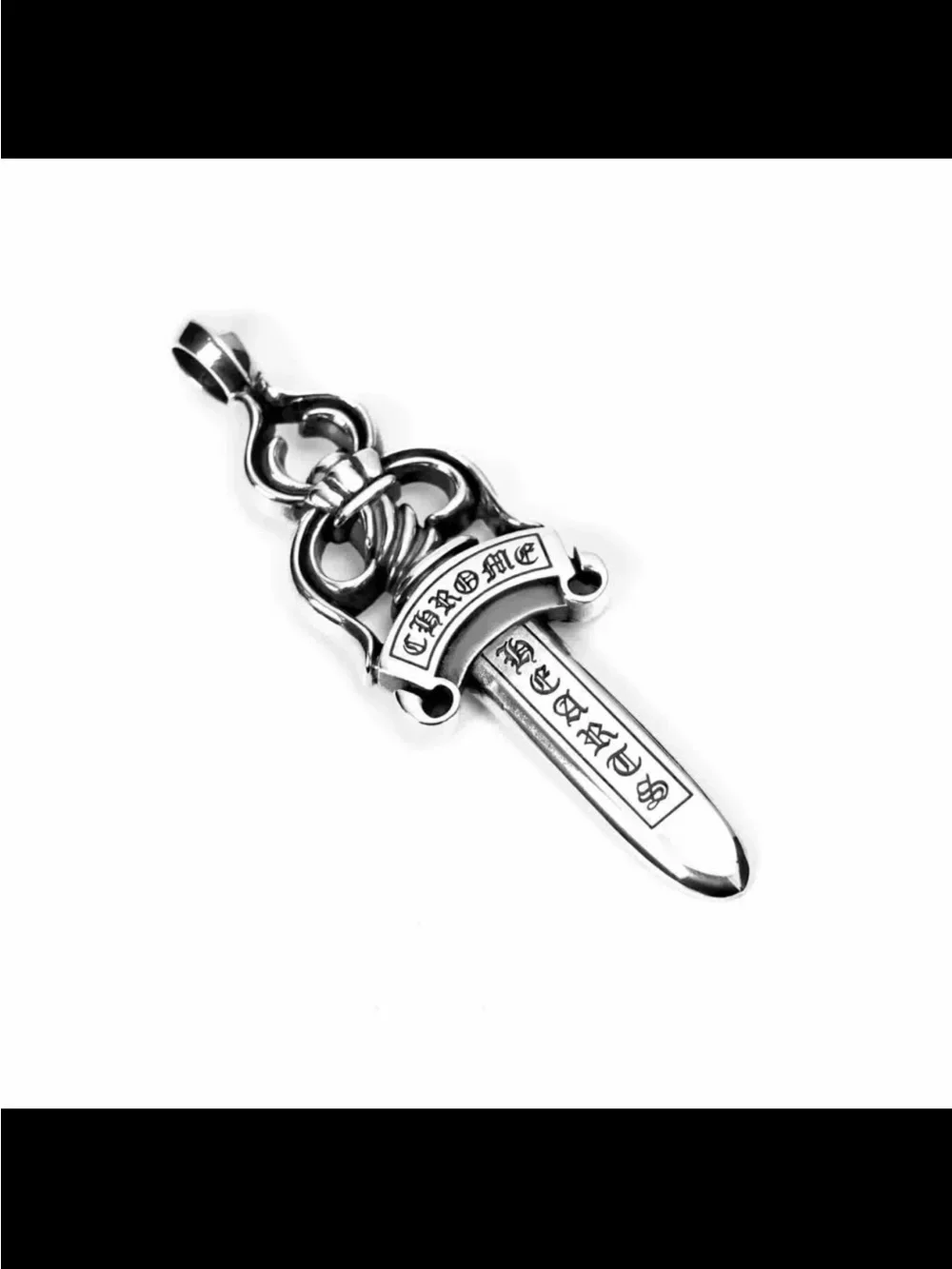 Chrome Hearts Silver Gothic Dagger Pendant Necklace